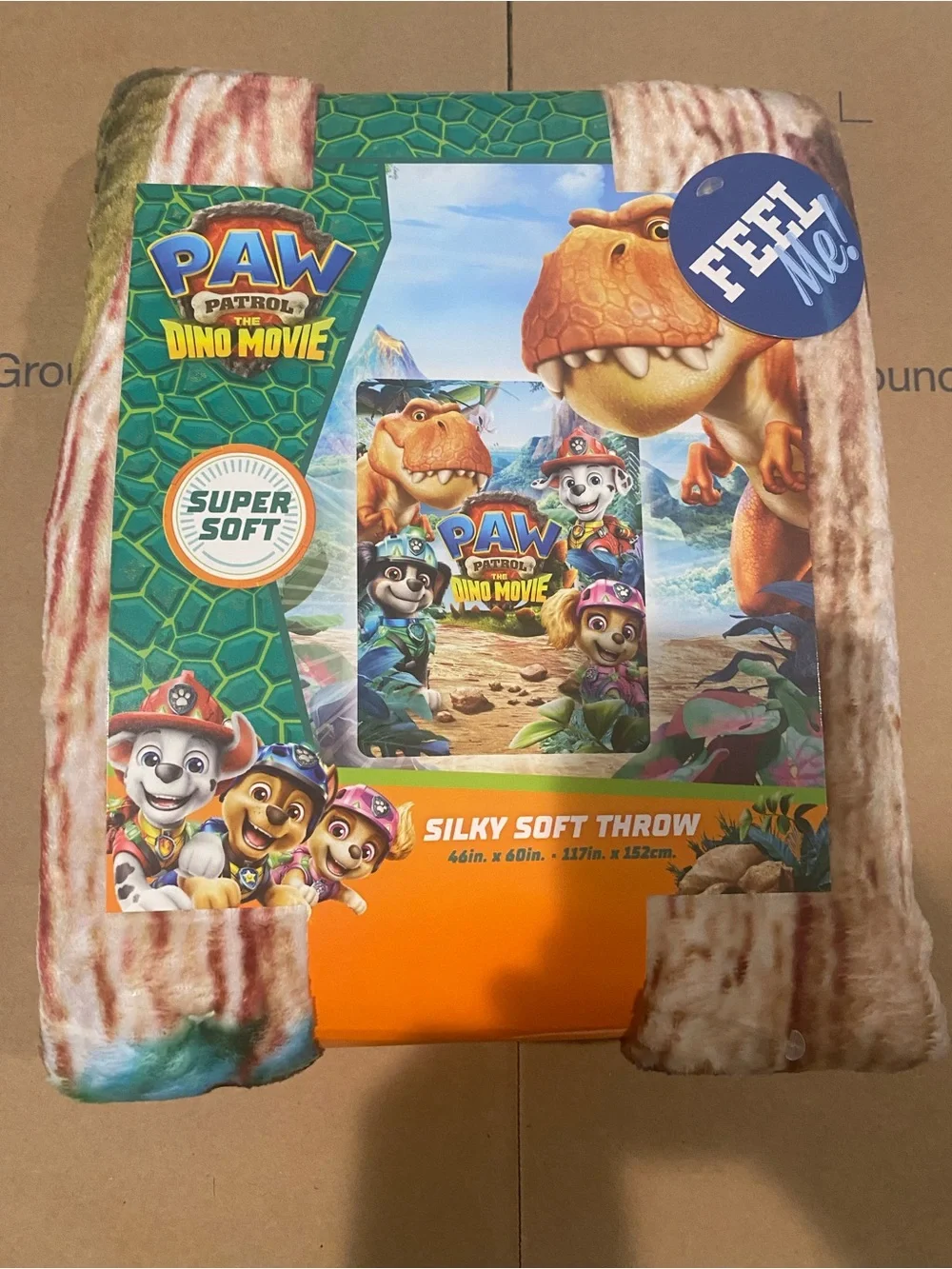 PAW Patrol Dino Movie Silky Soft Throw Blanket - Orange, Green & Blue
